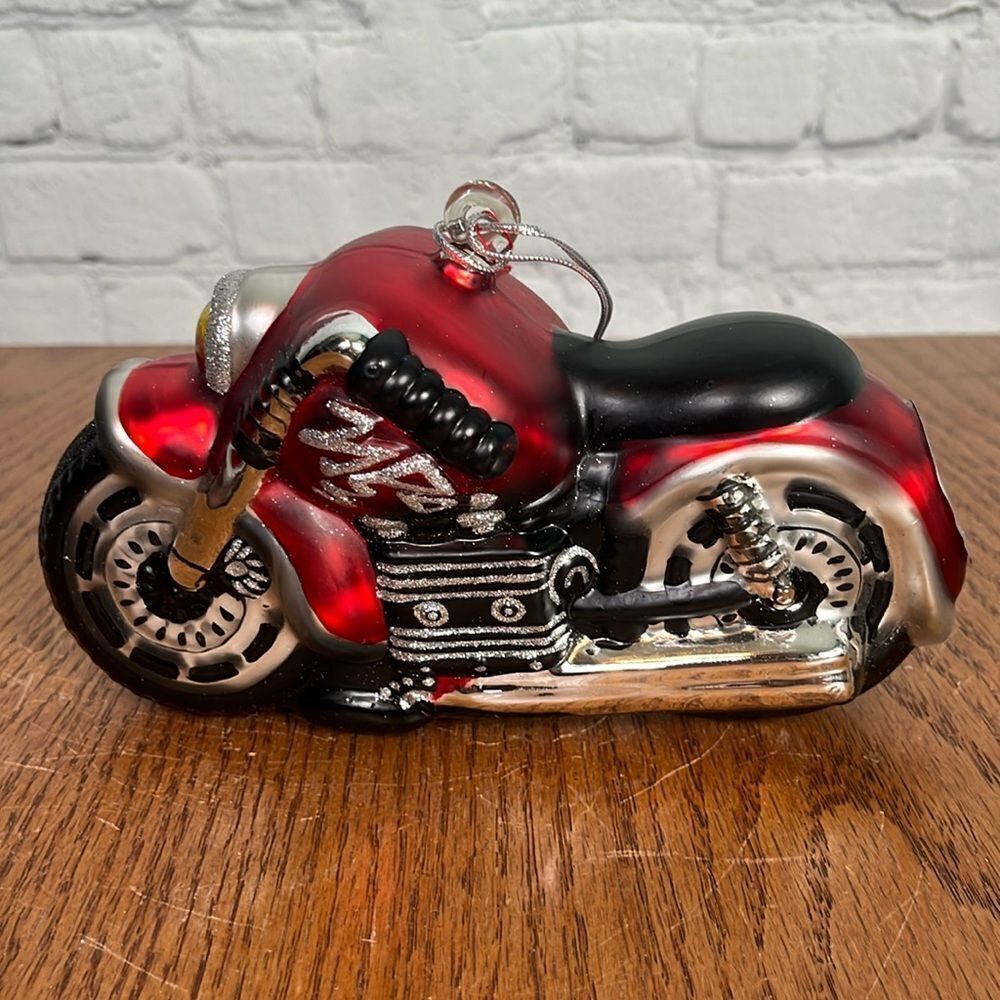 Department 56 Motorcycle Mercury Glass Christmas Ornament In Box 77042